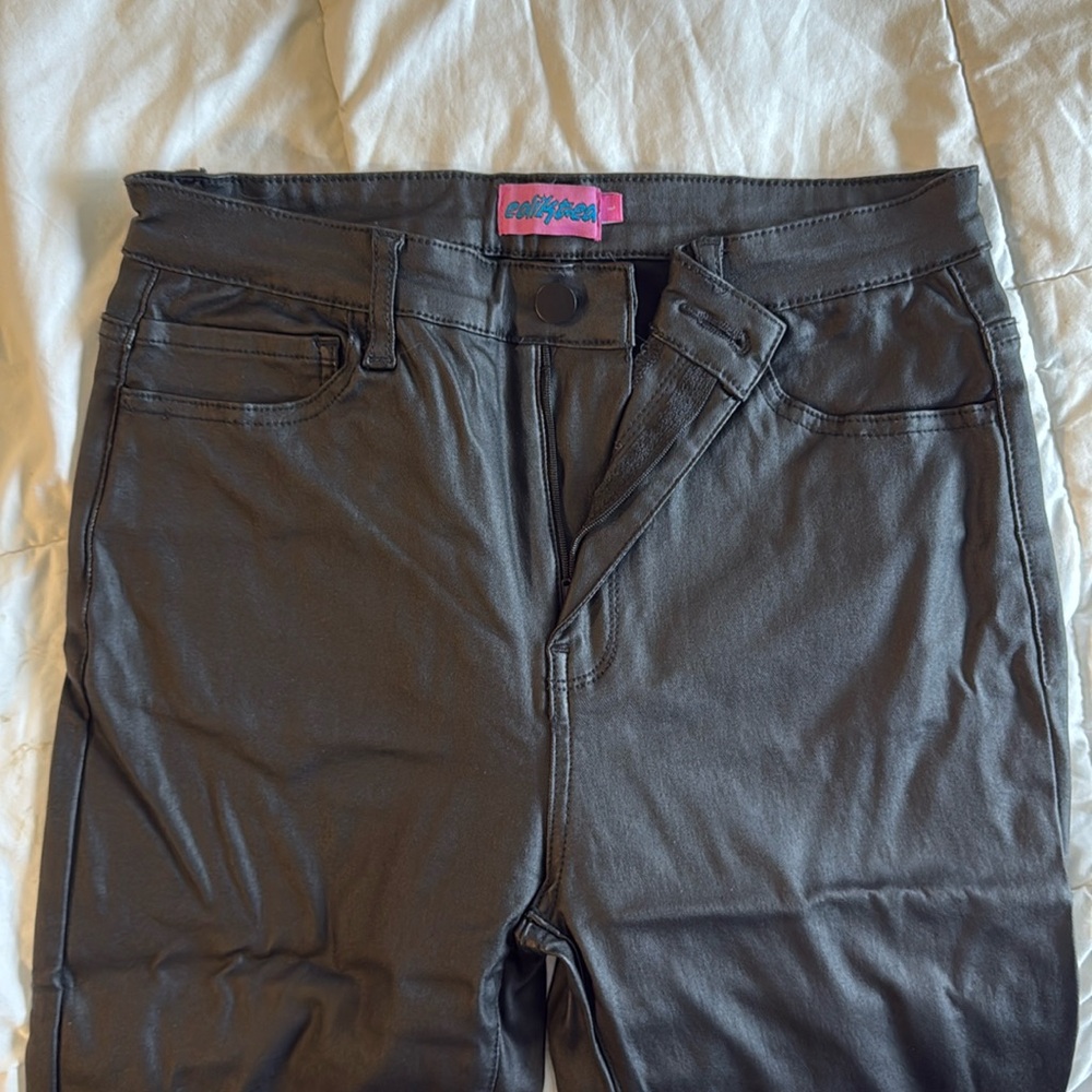Edikted Luna Faux Leather Flare Pants